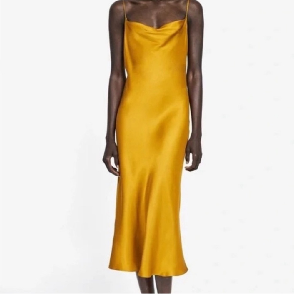 Zara Mustard Yellow Slip Dress